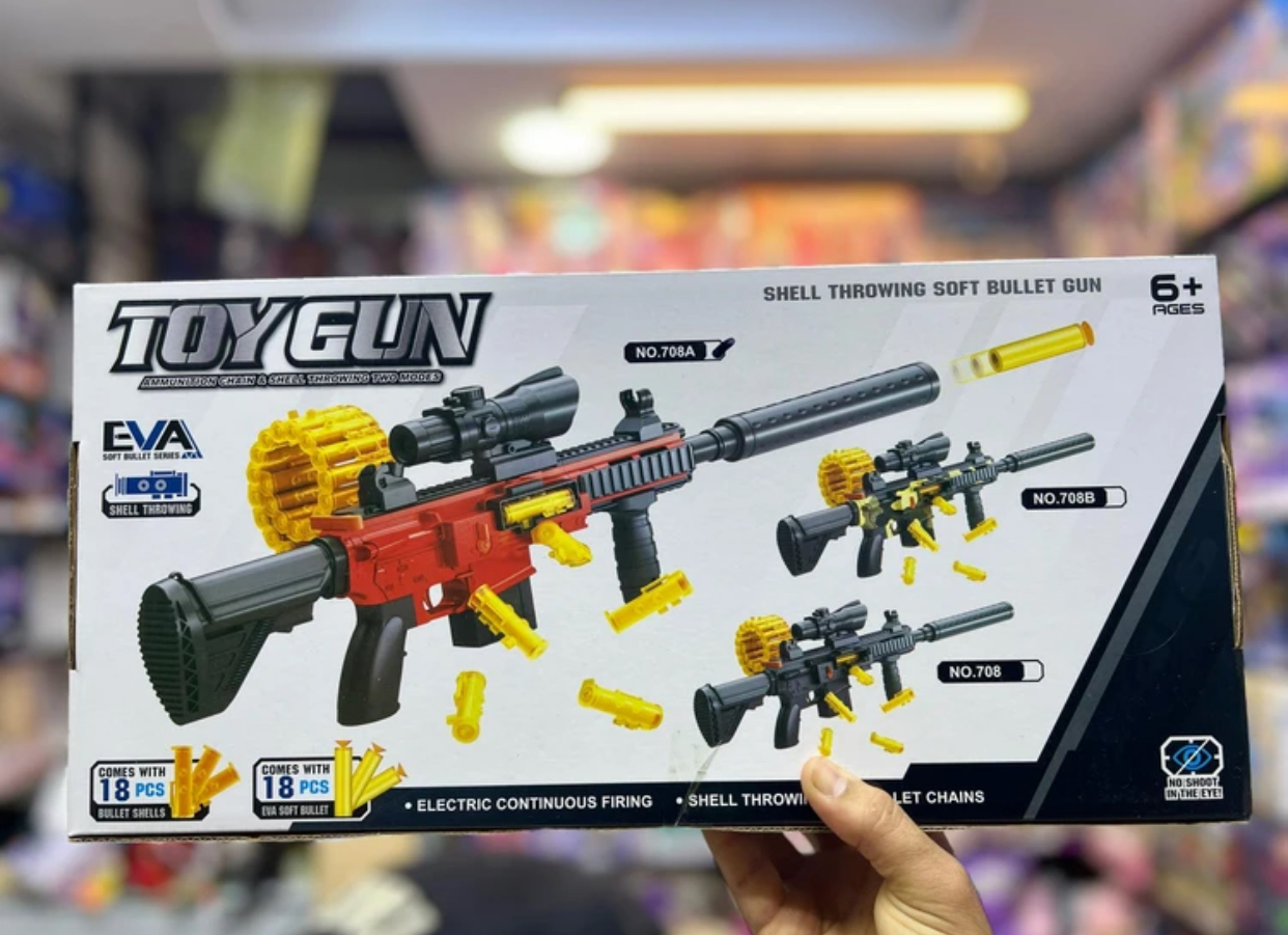 تفنگ تیر اسفنجی پوکه پرون با دوربین toy gun اسباب‌بازی